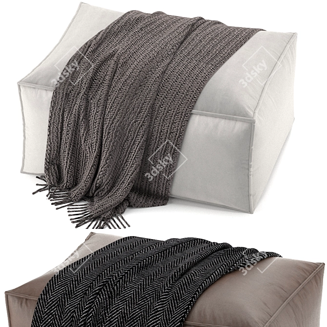 Stylish Tavola Pouf Set 3D model image 4