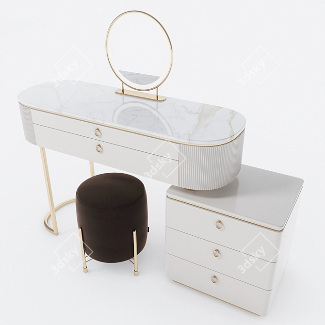 Transforming Dressing Table with Marble Top 3D model image 2