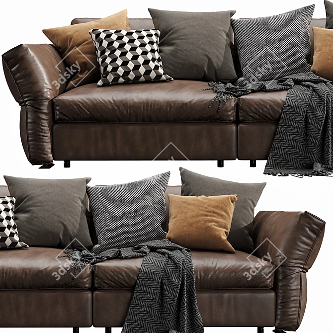Sleek Flexform Leather Sofa 3D model image 5