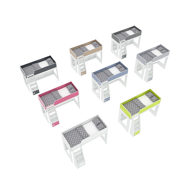Modular Children's Bed Set - Legenda K42C + LP42B 3D model image 3