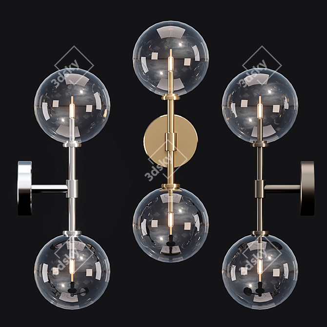 Sleek Glass Globe Linear Sconce 3D model image 1
