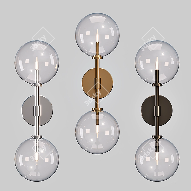 Sleek Glass Globe Linear Sconce 3D model image 3