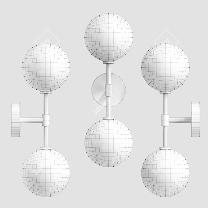 Sleek Glass Globe Linear Sconce 3D model image 4