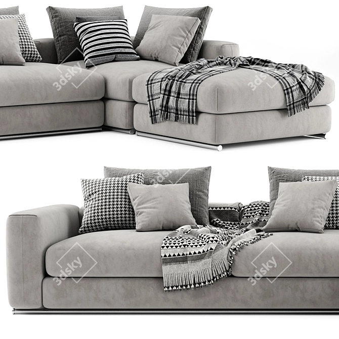 Flexform Asolo Chaise Longue: Sleek and Stylish Sofa 3D model image 4