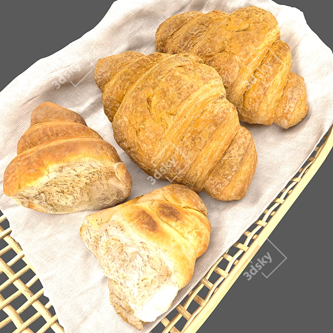 Gourmet Croissant & Butter Basket Set 3D model image 2