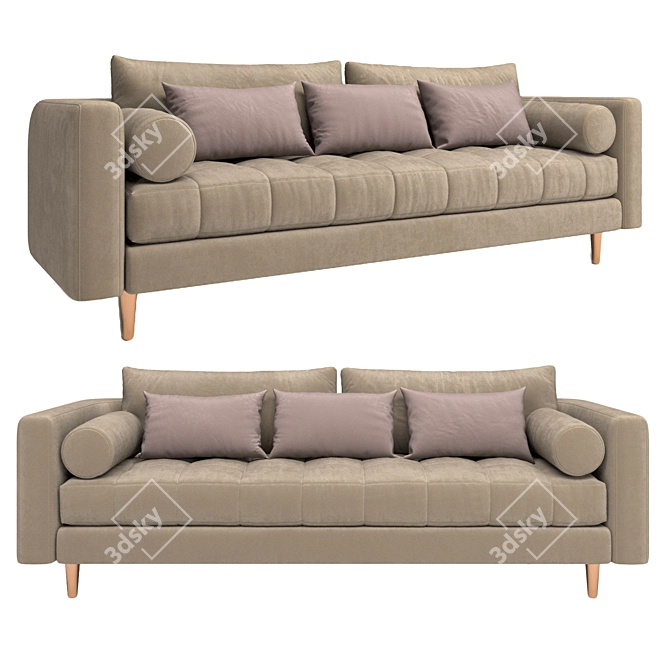 Chic Sven Tan Sofa 3D model image 1