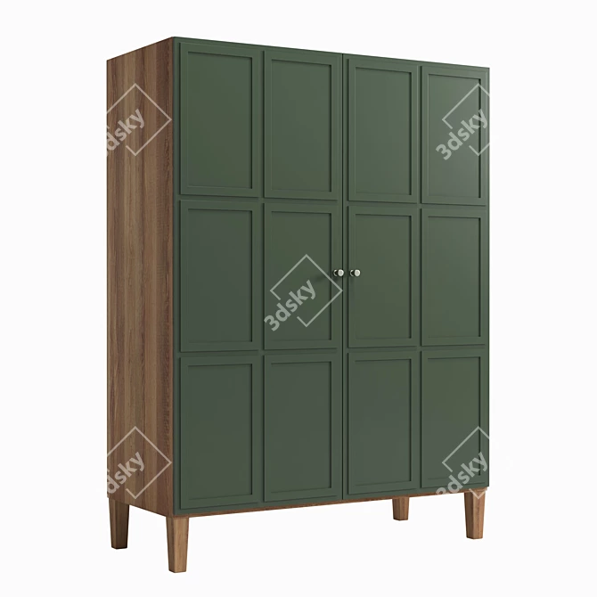 Scandinavian Double Door Wardrobe 140x190x60 cm 3D model image 2