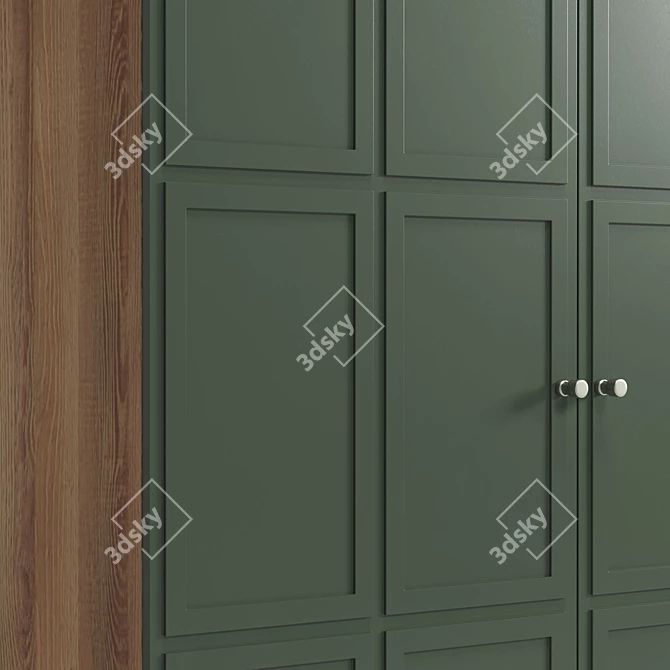 Scandinavian Double Door Wardrobe 140x190x60 cm 3D model image 3