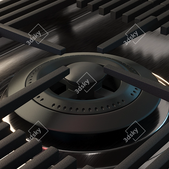 Milanello Gun Metal Flush-Mount 5-Burner Hob 3D model image 4