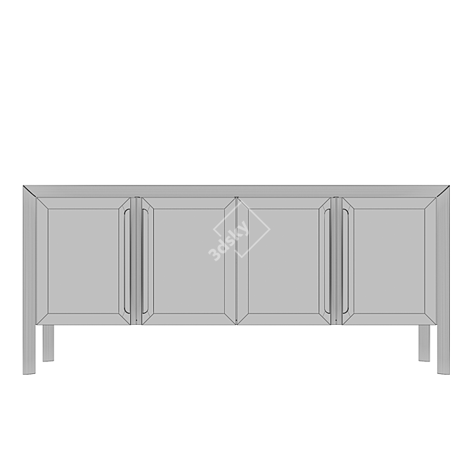 Glass Front Square Media Console 3D model image 3