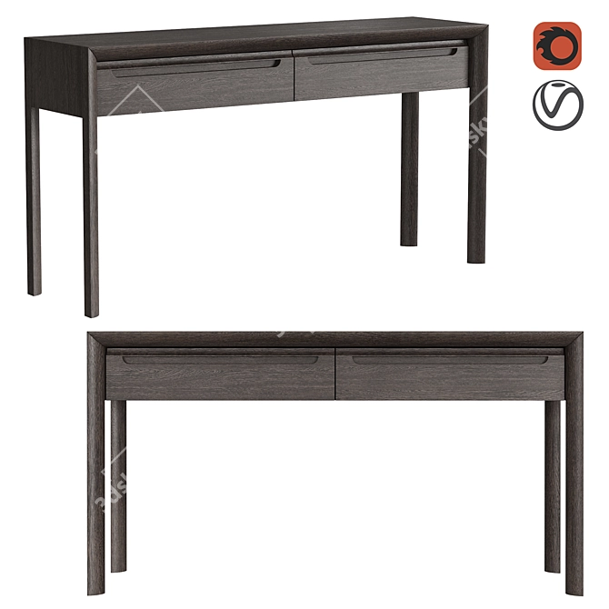 Modern Square Console with Solid Handle 3D model image 1