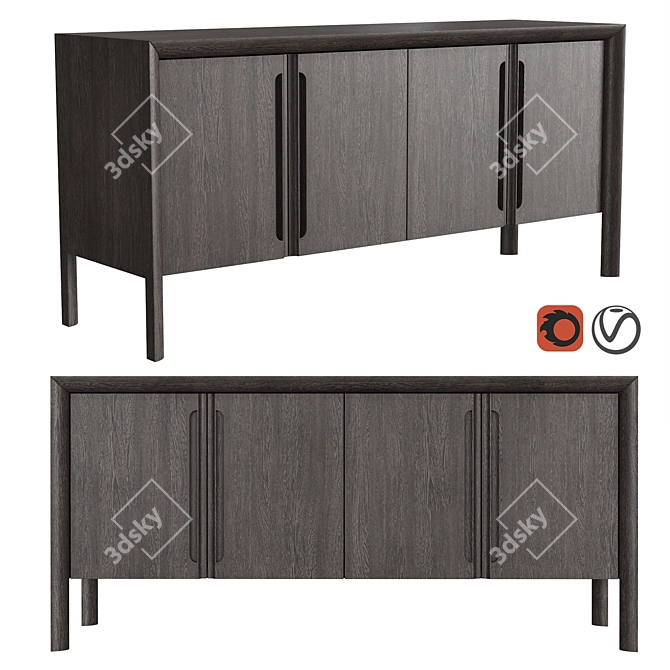 Square 4-Fronts Chest of Drawers 3D model image 1
