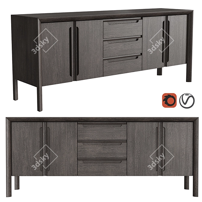 Minimalist Square Chest of Drawers 3D model image 1