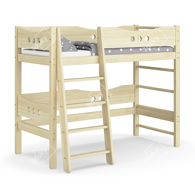 Legenda KM17 Solid Wood Children's Bed 3D model image 1
