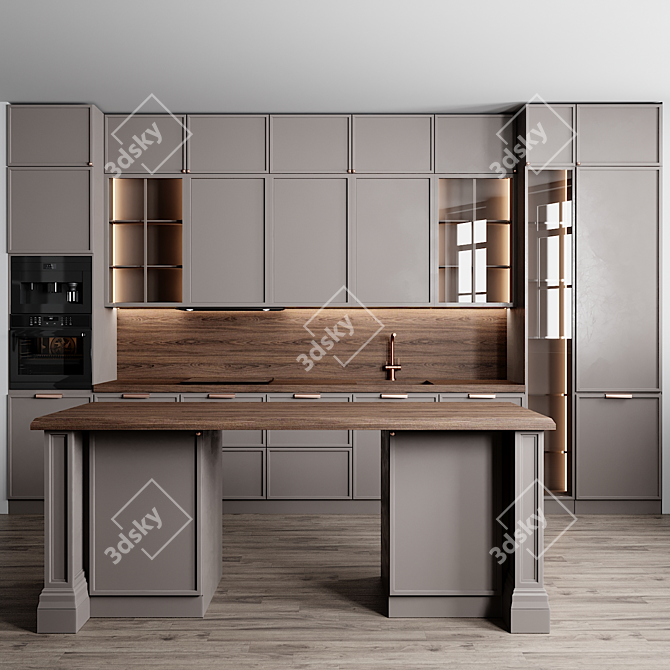 Modern Kitchen Set: 3D Model & Textures 3D model image 1