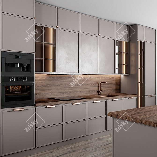 Modern Kitchen Set: 3D Model & Textures 3D model image 2