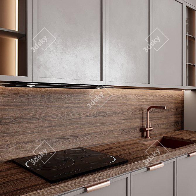 Modern Kitchen Set: 3D Model & Textures 3D model image 3