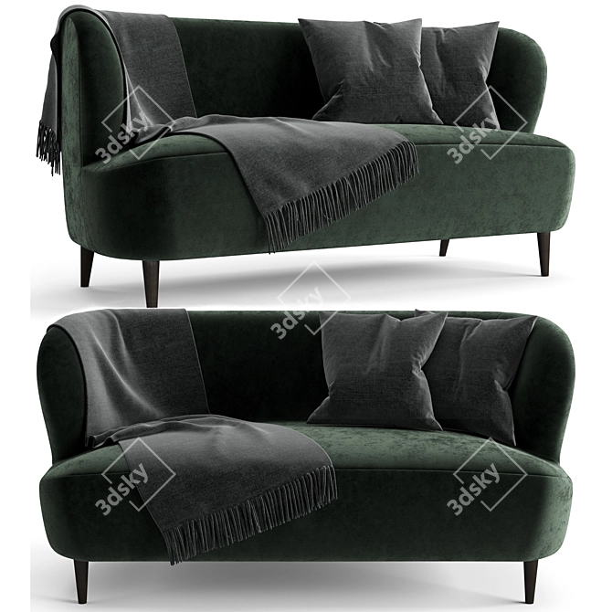 Modern Gubi Stay Sofa: Stylish Wood Legs 3D model image 1