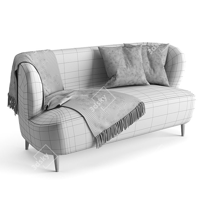 Modern Gubi Stay Sofa: Stylish Wood Legs 3D model image 5