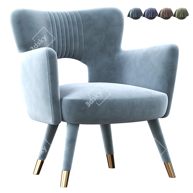 Vintage Elegance: Shane Wingback Accent Chair 3D model image 1