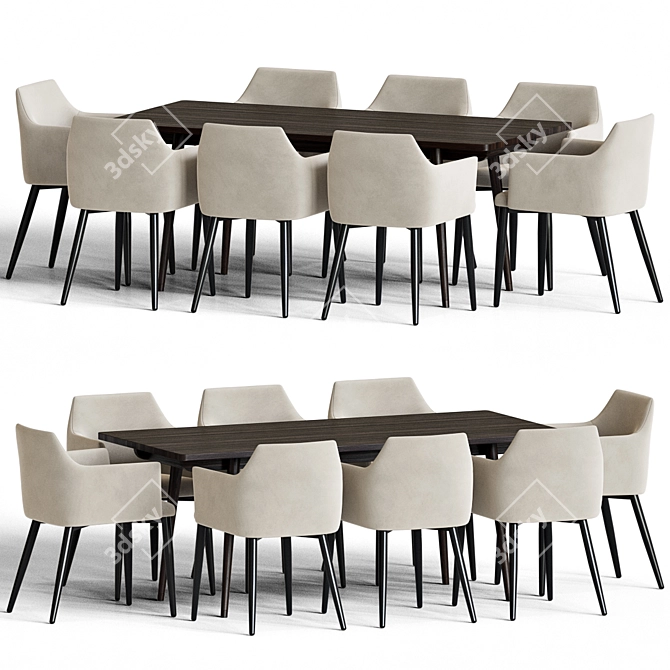 Modern 3-Piece Dining Set 3D model image 2