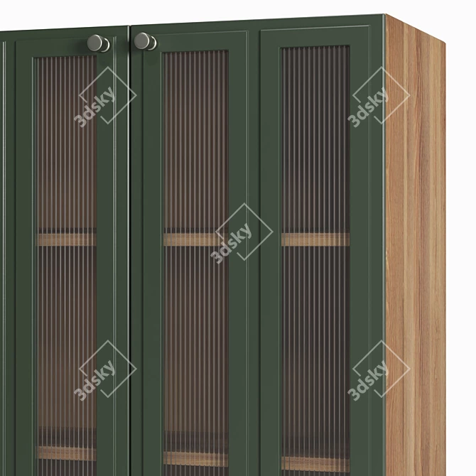Scandinavian Small Sideboard with Corrugated Glass 3D model image 3