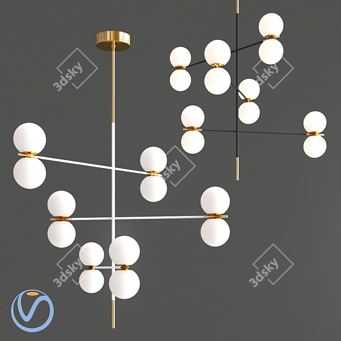 Elegant Blown Glass Pendant: Grace 3D model image 4