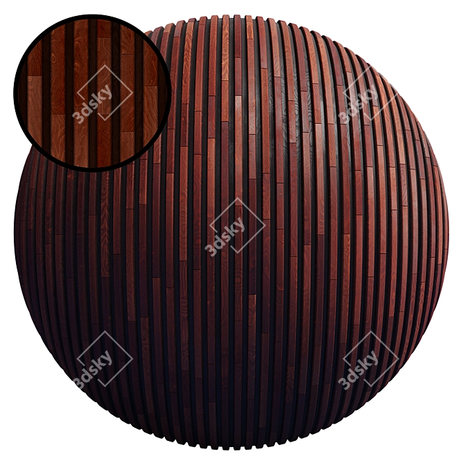 Striped Wood Panel: PBR Textures & 3D Files 3D model image 1