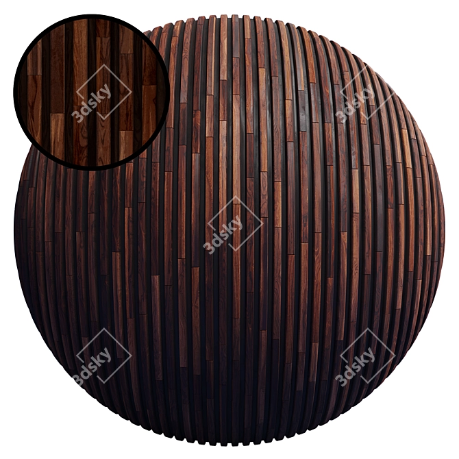 Striped Wood Panel: PBR 4K 3D model image 1
