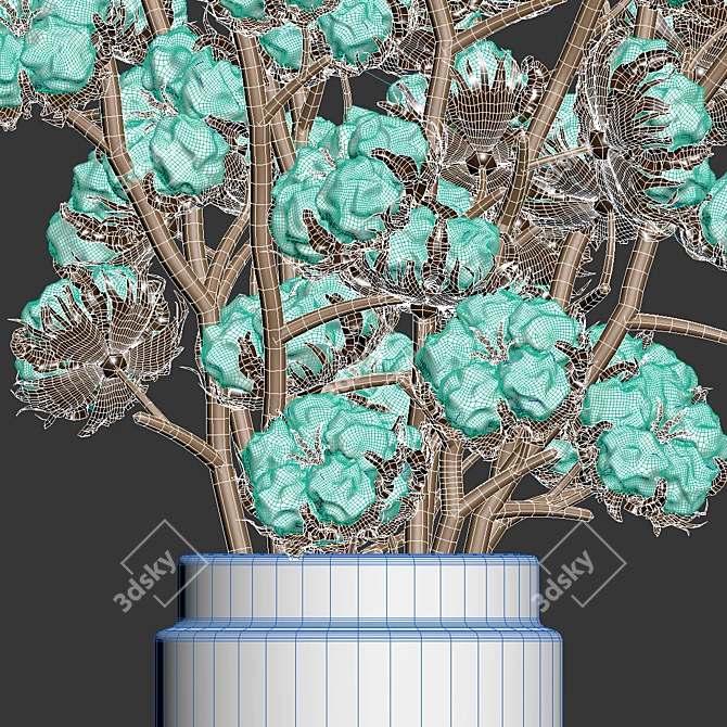 White Cotton Bouquet Set 3D model image 3