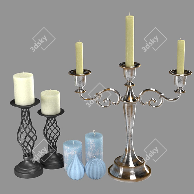 Elegant Candlestick Holder 3D model image 1