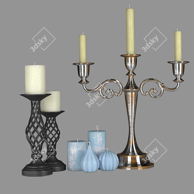 Elegant Candlestick Holder 3D model image 2