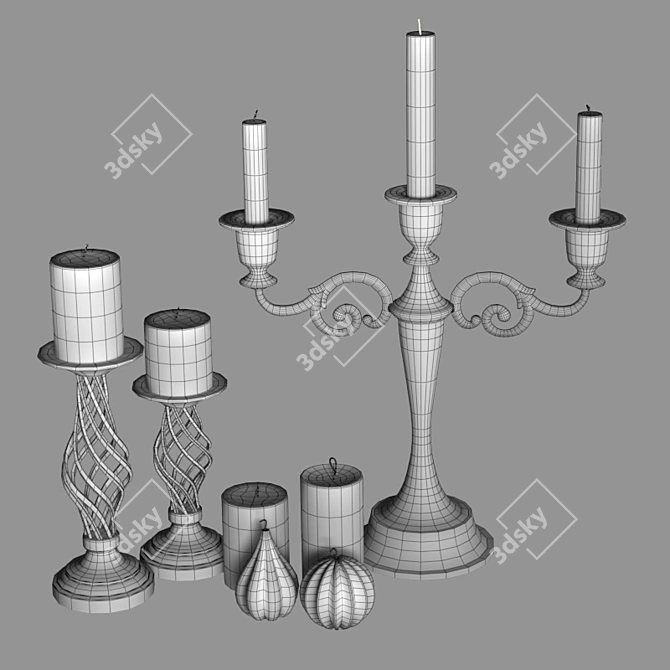 Elegant Candlestick Holder 3D model image 3