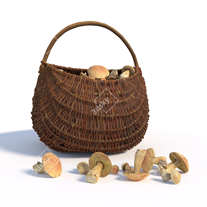 Mushroom Haven Basket 3D model image 4