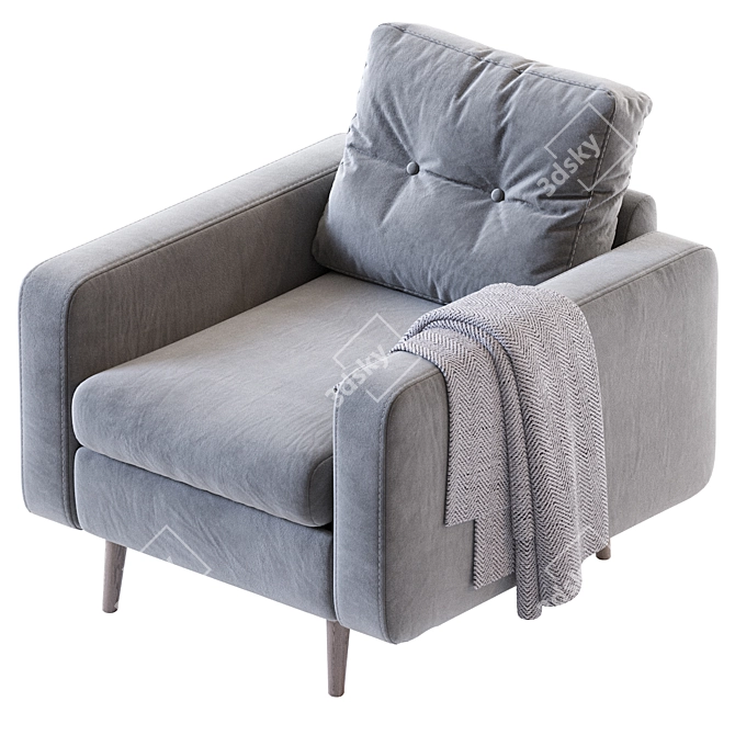 Modern Gray Textile Armchair 3D model image 2