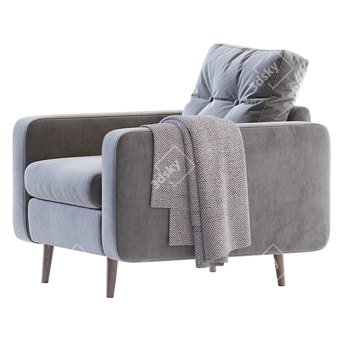 Modern Gray Textile Armchair 3D model image 4
