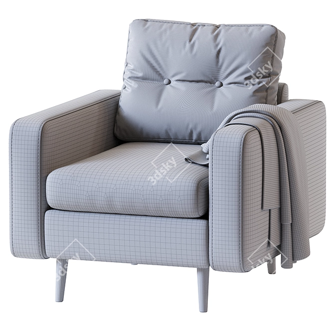 Modern Gray Textile Armchair 3D model image 5