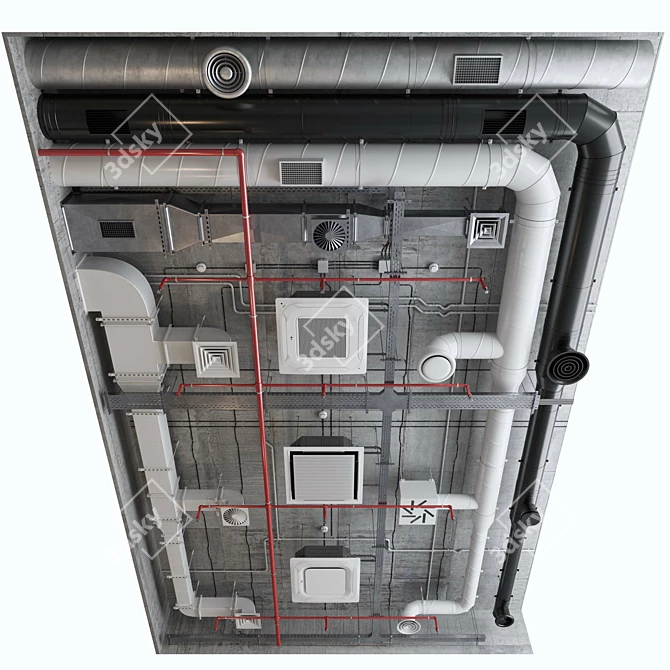 Complete Ventilation System Set 01 3D model image 1