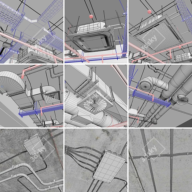 Complete Ventilation System Set 01 3D model image 5