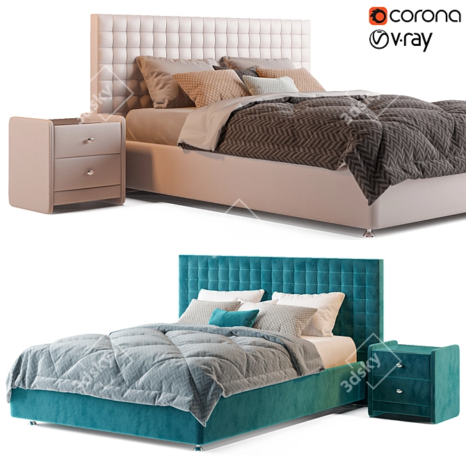 Luxurious Askona Arno Bed 3D model image 1