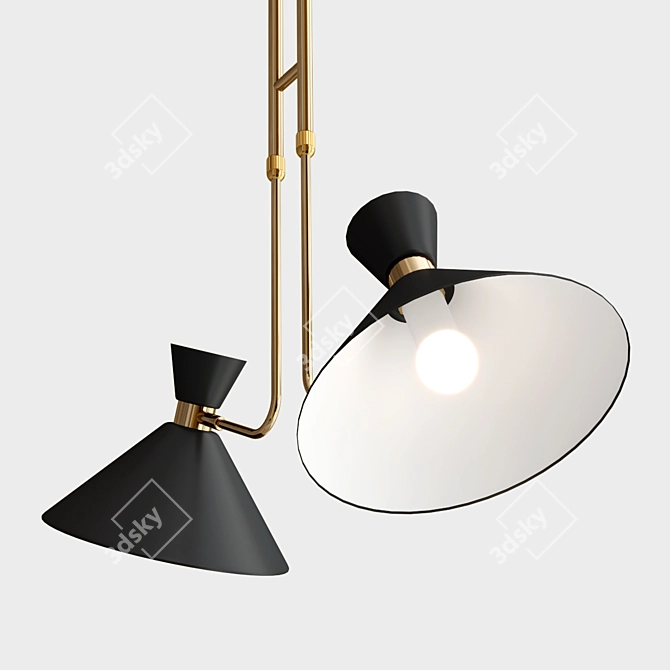 Vintage-inspired Dual Brass Wall Sconce 3D model image 2