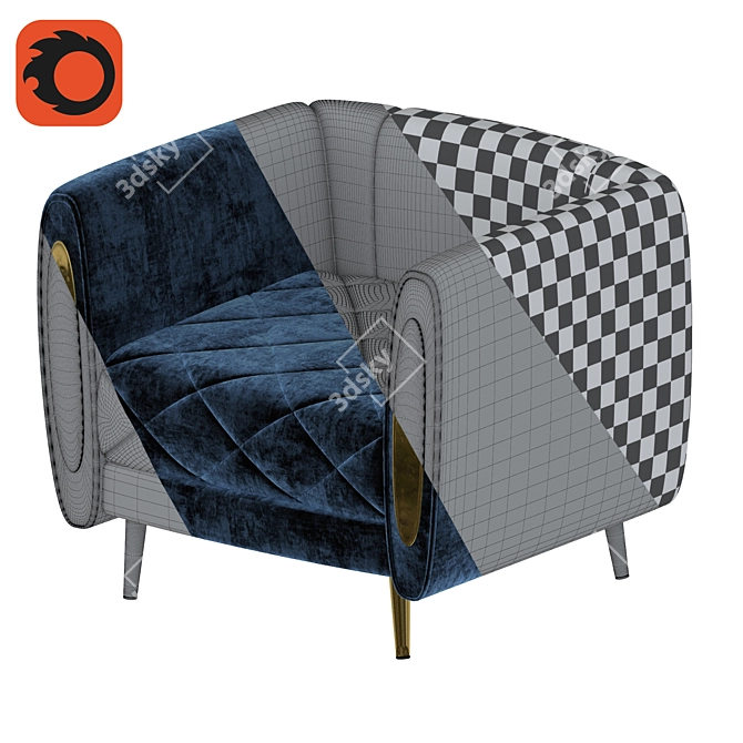 Comfy Fabric Armchair 3D model image 4