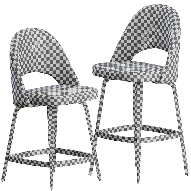 Elegant Saarinen Stool: Wood-Legged Beauty 3D model image 3