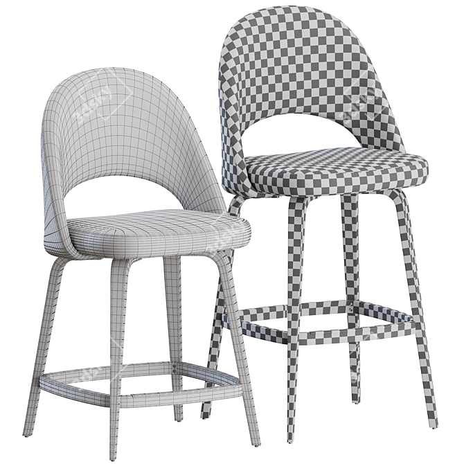 Elegant Saarinen Stool: Wood-Legged Beauty 3D model image 8