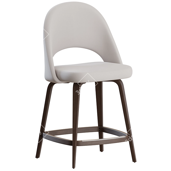 Elegant Saarinen Stool: Wood-Legged Beauty 3D model image 9