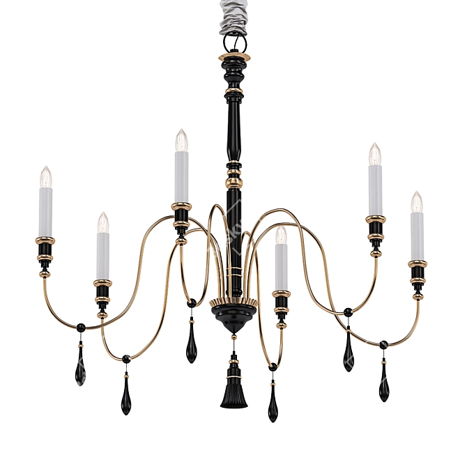 Elegant Black Robles Chandelier 3D model image 1