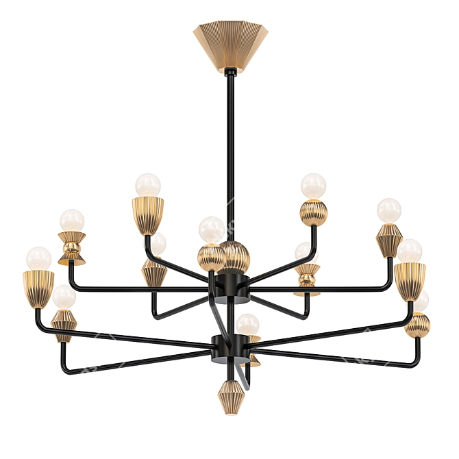Elegant Black & Brass Chandelier 3D model image 1