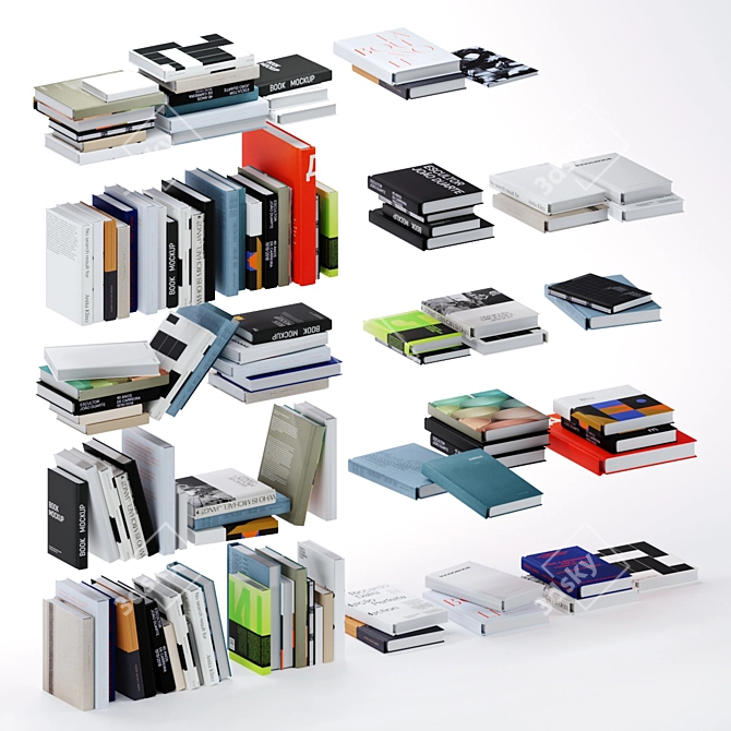 Artistic Design Book Collection 3D model image 1