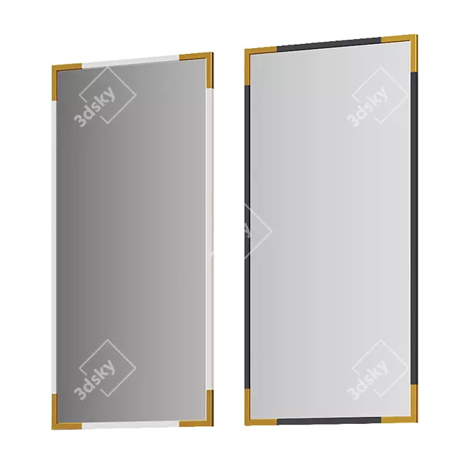 Elegant Black and Gold Wall Mirror 3D model image 1