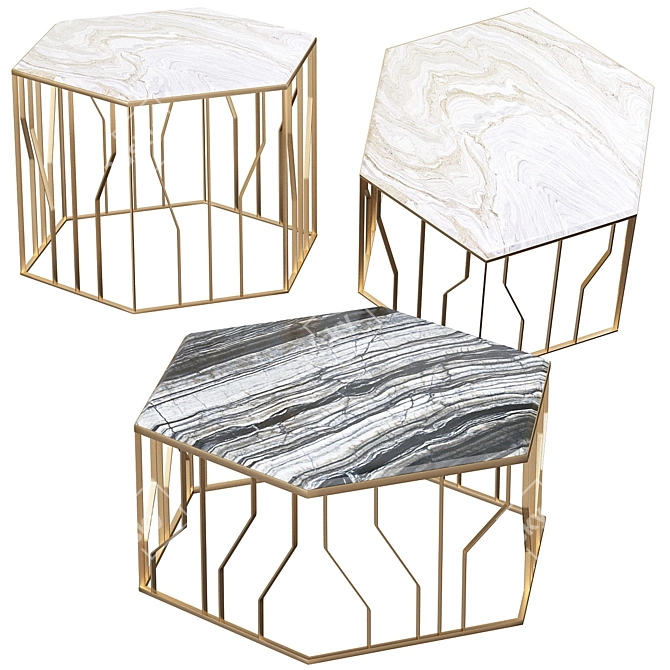 Ginza Contemporary Marble Coffee Table 3D model image 1